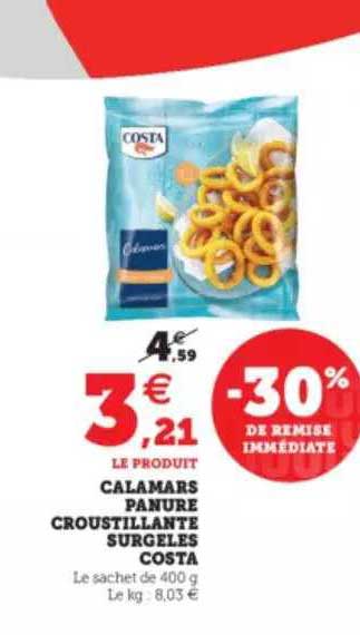 calamars panure croustillante surgelés costa