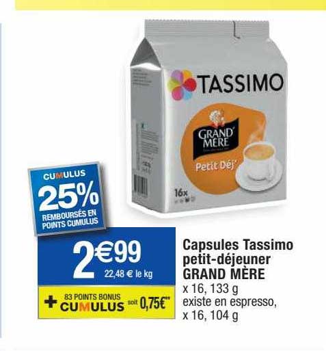 Capsules Tassimo Petit-déjeuner Grand Mère