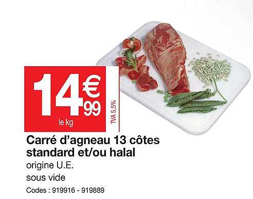 carré d'agneau 13 côtes standard et-ou halal