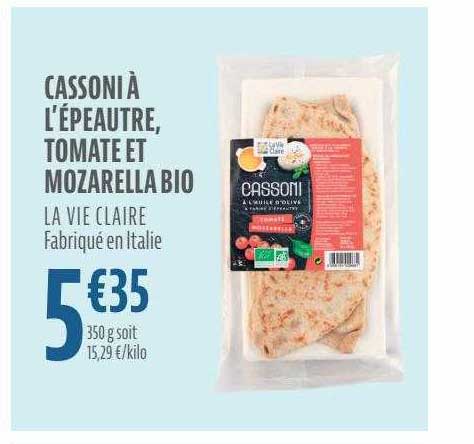 cassoni à l'épeautre, tomate et mozzarella bio