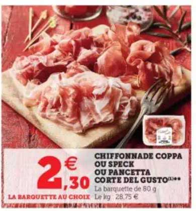 chiffonnade coppa ou speck ou pancetta corte del gusto