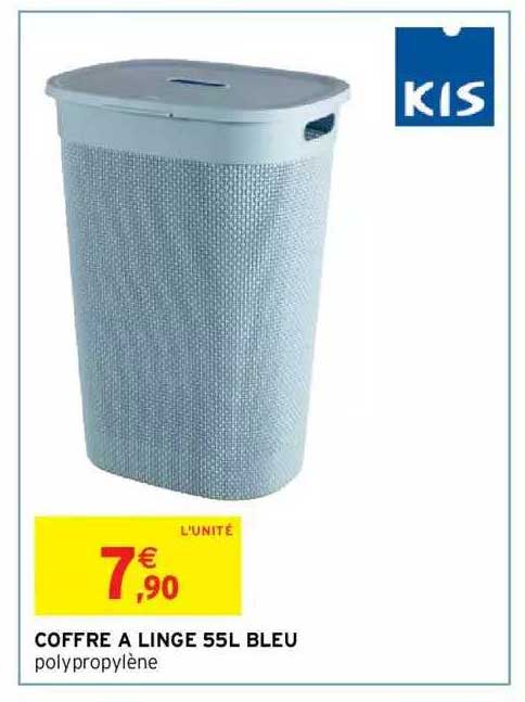coffre à linge 55l bleu kis