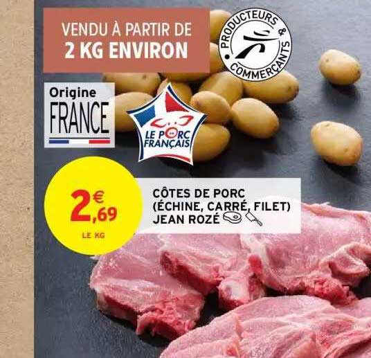 côtes de porc (échine, carré, filet) jean rozé