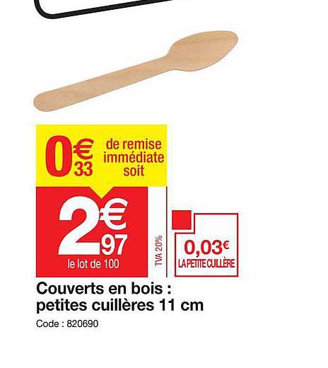 couverts en bois : petites cuillères 11 cm
