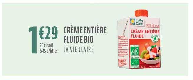 Crème Entière Fluide Bio