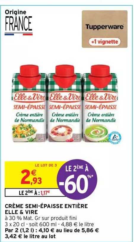crème semi-épaisse entière elle & vire