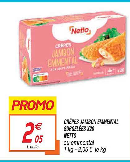 crêpes jambon emmental surgelés x20 netto