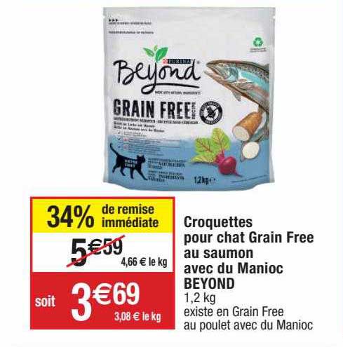 croquettes pour chat grain free au saumon avec du manioc beyond