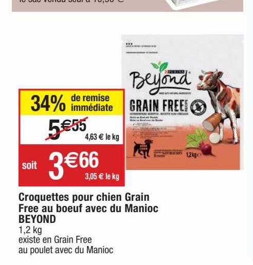 croquettes pour chien grain free au bœuf avec du manioc beyond