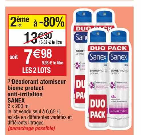 déodorant atomiseur biome protect anti-irritation sanex