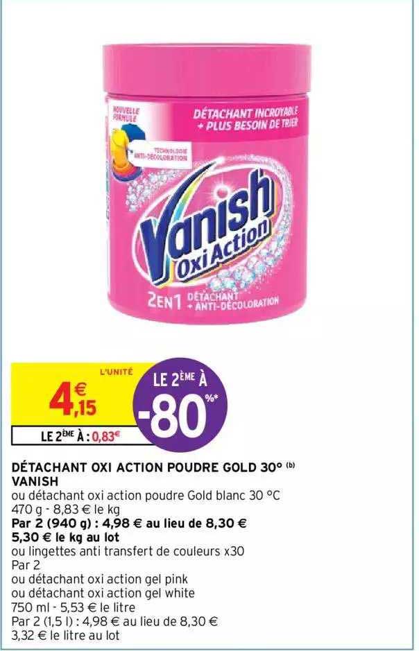 détachant oxi action poudre gold 30° vanish