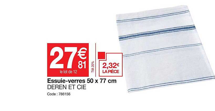essuie-verres 50 x 77  cm deren et cie
