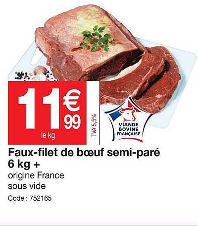 faux-filet de bœuf semi-paré