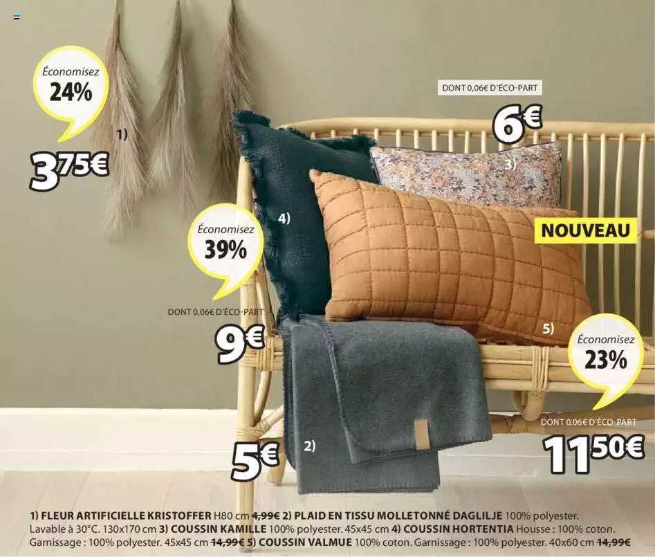 Fleur Artificielle Kristoffer, Plaid En Tissu Molletonné Daglilje, Coussin Kamille, Coussin Hortentia, Coussin Valmue