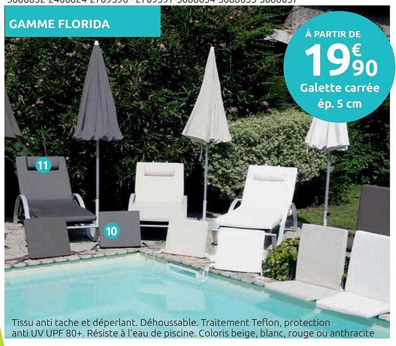 gamme florida : galette carrée ép. 5 cm