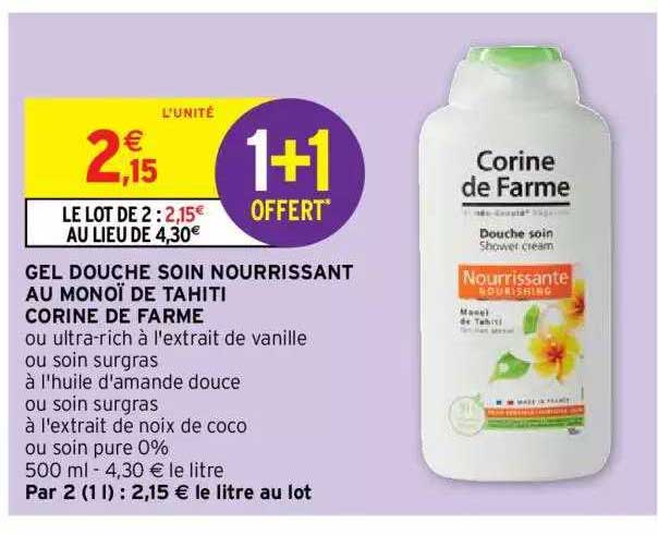 gel douche soin nourrissant au monoï de tahiti corine de farme