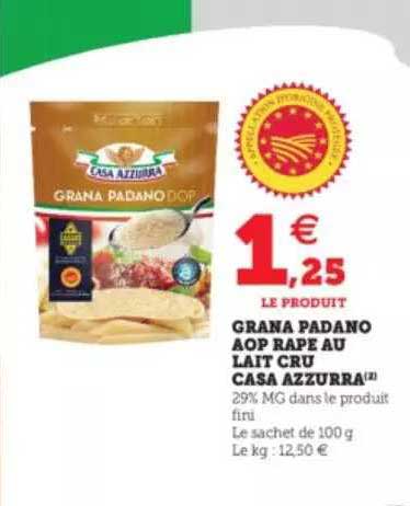 grana padano aop râpé au lait lait cru casa azzurra