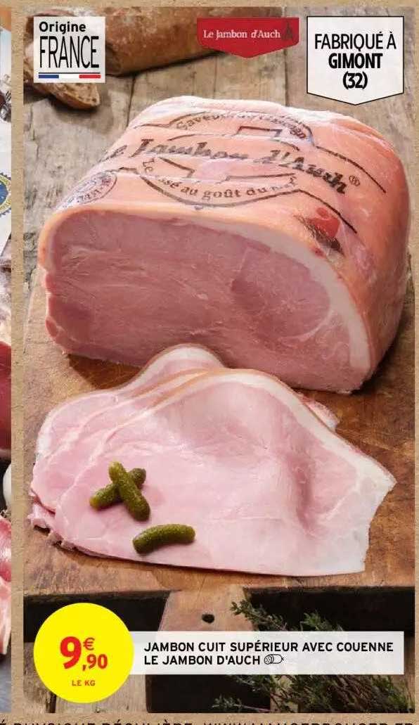 jambon cuit supérieur avec couenne le jambon d'auch