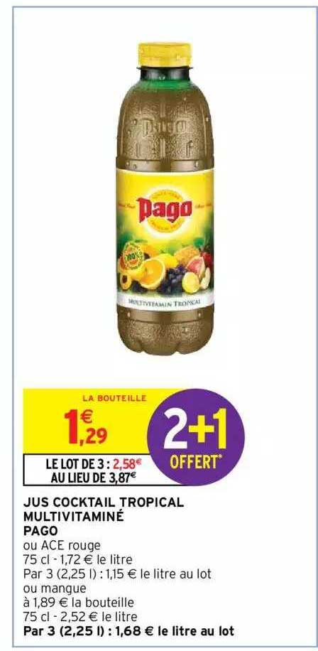 Jus Cocktail Tropical Multivitaminé Pago