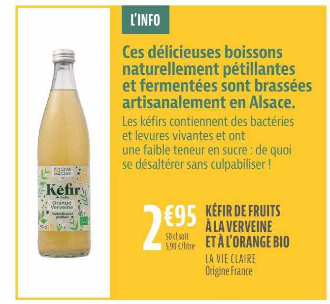 kéfir de fruits à la verveine et à l'orange bio