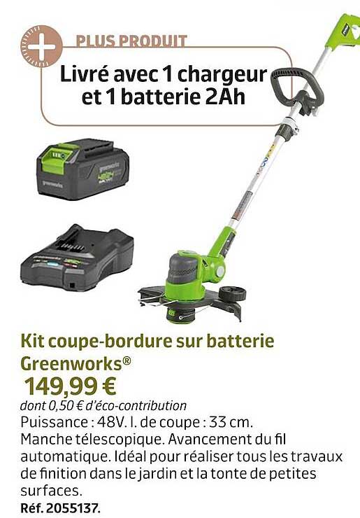 kit coupe-bordure sur batterie greenworks