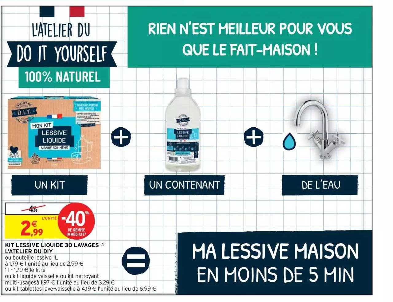kit lessive liquide 30 lavages l'atelier du diy