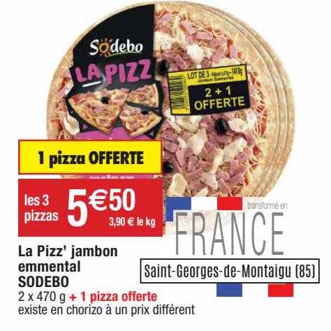 La Pizz' Jambon Emmental Sodebo