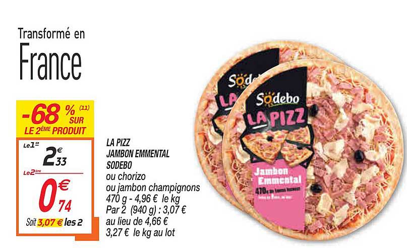 La Pizz Jambon Emmental Sodebo