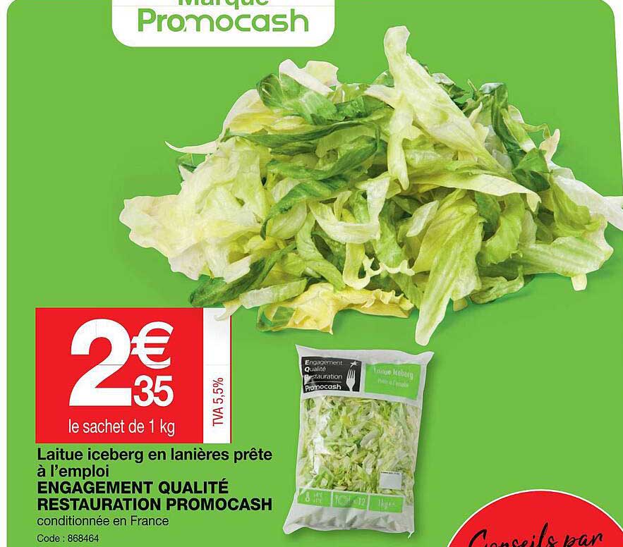 laitue iceberg en lanières prête à l'emploi engagement qualité restauration promocash