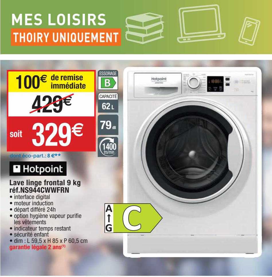 lave linge frontal 9 kg hotpoint