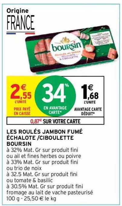 Les Roulés Jambon Fumé échalote - Ciboulette Boursin