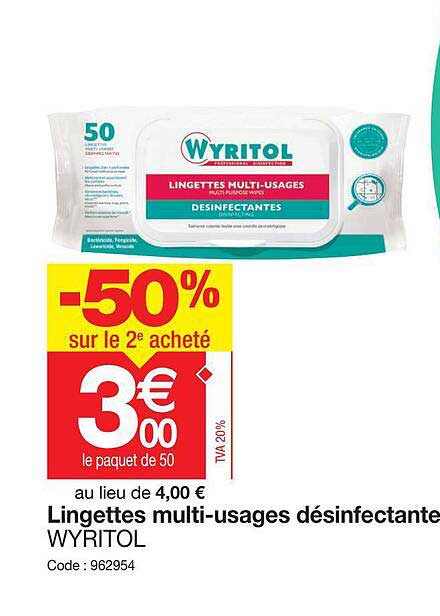 lingettes multi-usages désinfectante wyritol