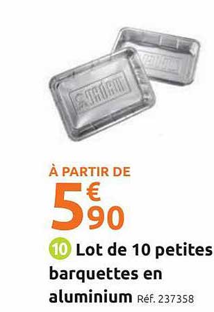 lot de 10 petites barquettes en aluminium