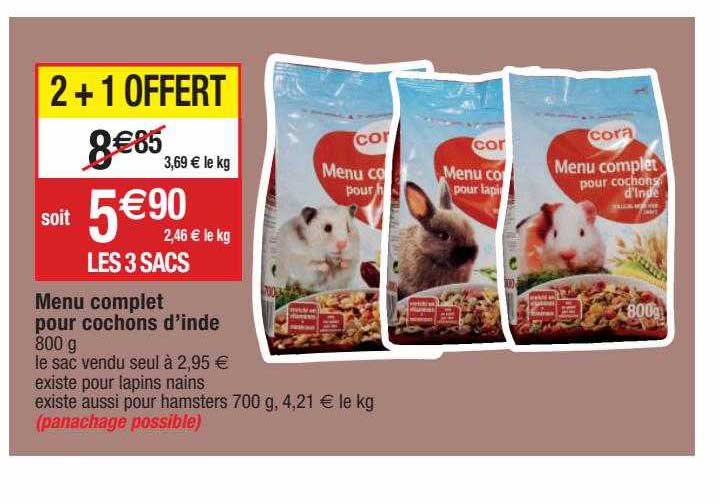 menu complet pour cochons d'inde