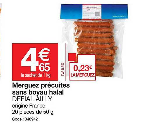 Merguez Précuites Sans Boyau Halal Defial Ailly