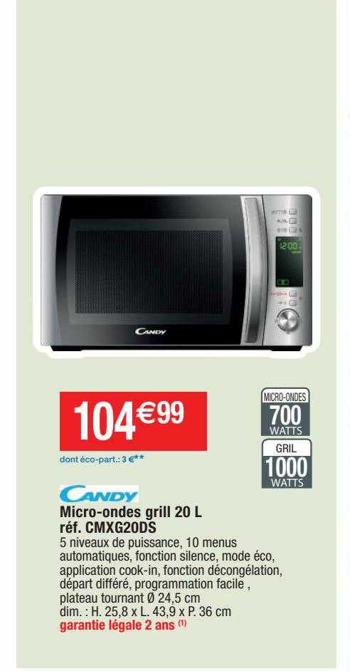 micro-ondes grill 20 l candy