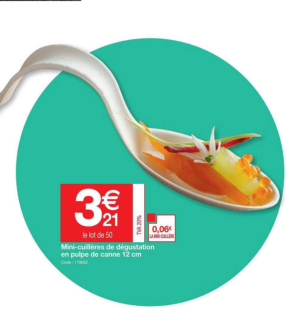 mini-cuillères de dégustation en pulpe de canne 12 cm