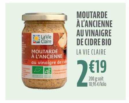 Moutarde à L'ancienne Au Vinaigre De Cidre Bio