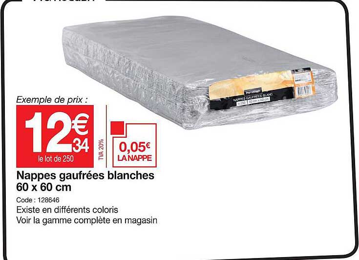 nappes gaufrées blanches 60 x 60 cm