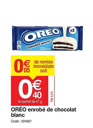 oréo enrobé de chocolat blanc