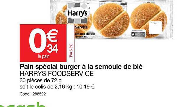 pain spécial burger à la semoule de blé harrys foodservice