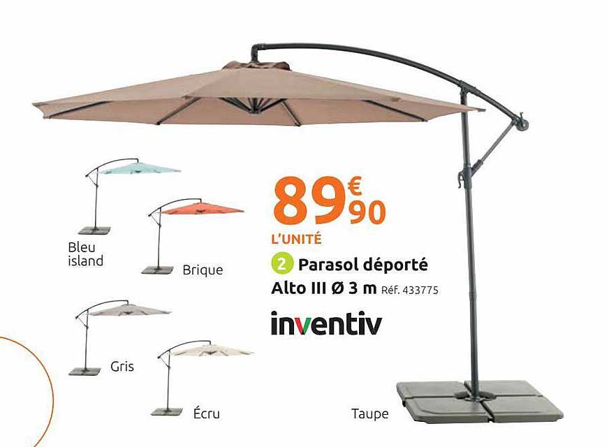 parasol déporté alto III ø 3 m inventiv