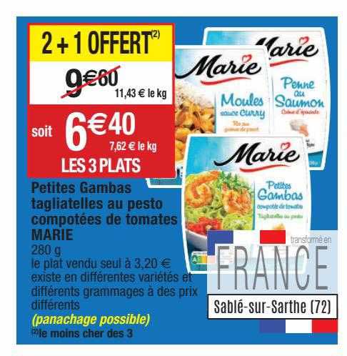 petites gambas tagliatelles au pesto compotées de tomates marie