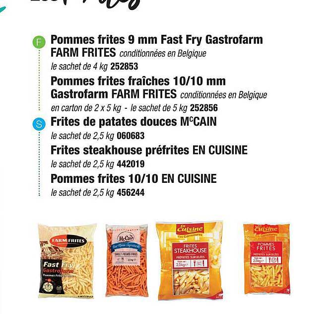 pommes frites 9 mm fast fry gastrofarm farm frites, pommes frites fraîches 10-10 mm gastrofarm farm frites, frites de patates douces mcCain, frites steakhouse préfrites en cuisine, pommes frites 10-10