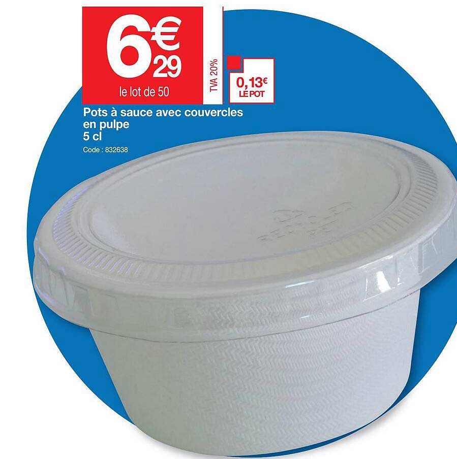 pots à sauce avec couvercles en pulpe 5 cl