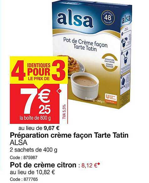 préparation crème façon tarte tatin alsa