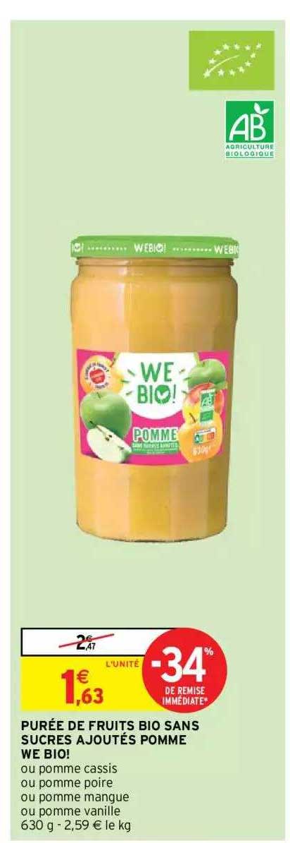 Purée De Fruits Bio Sans Sucres Ajoutés Pomme We Bio!