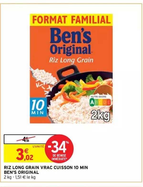 riz long grain vrac cuisson 10 min ben's original