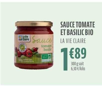 Sauce Tomate Et Basilic Bio