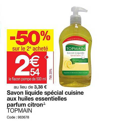 savon liquide spécial cuisine aux huiles essentielles parfum citron